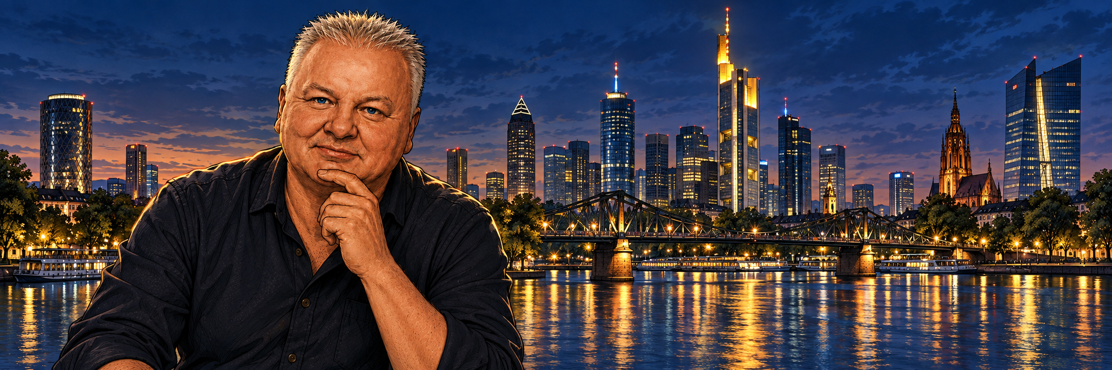 Ralf Schäfer vor der Frankfurter Skyline