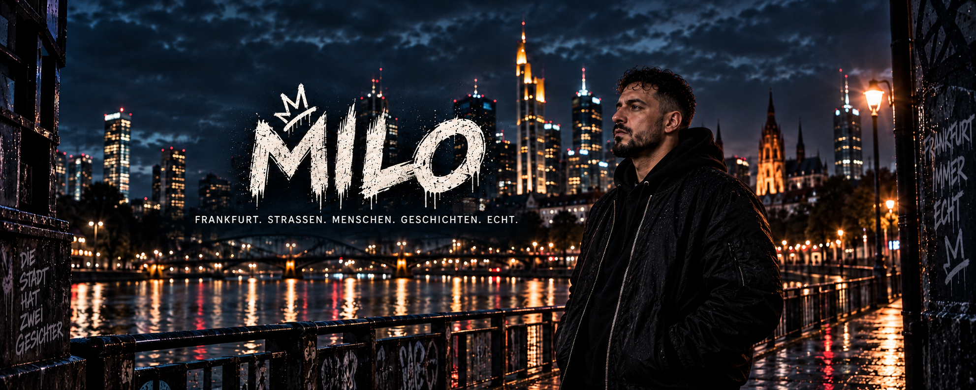 MILO vor der nächtlichen Frankfurter Skyline