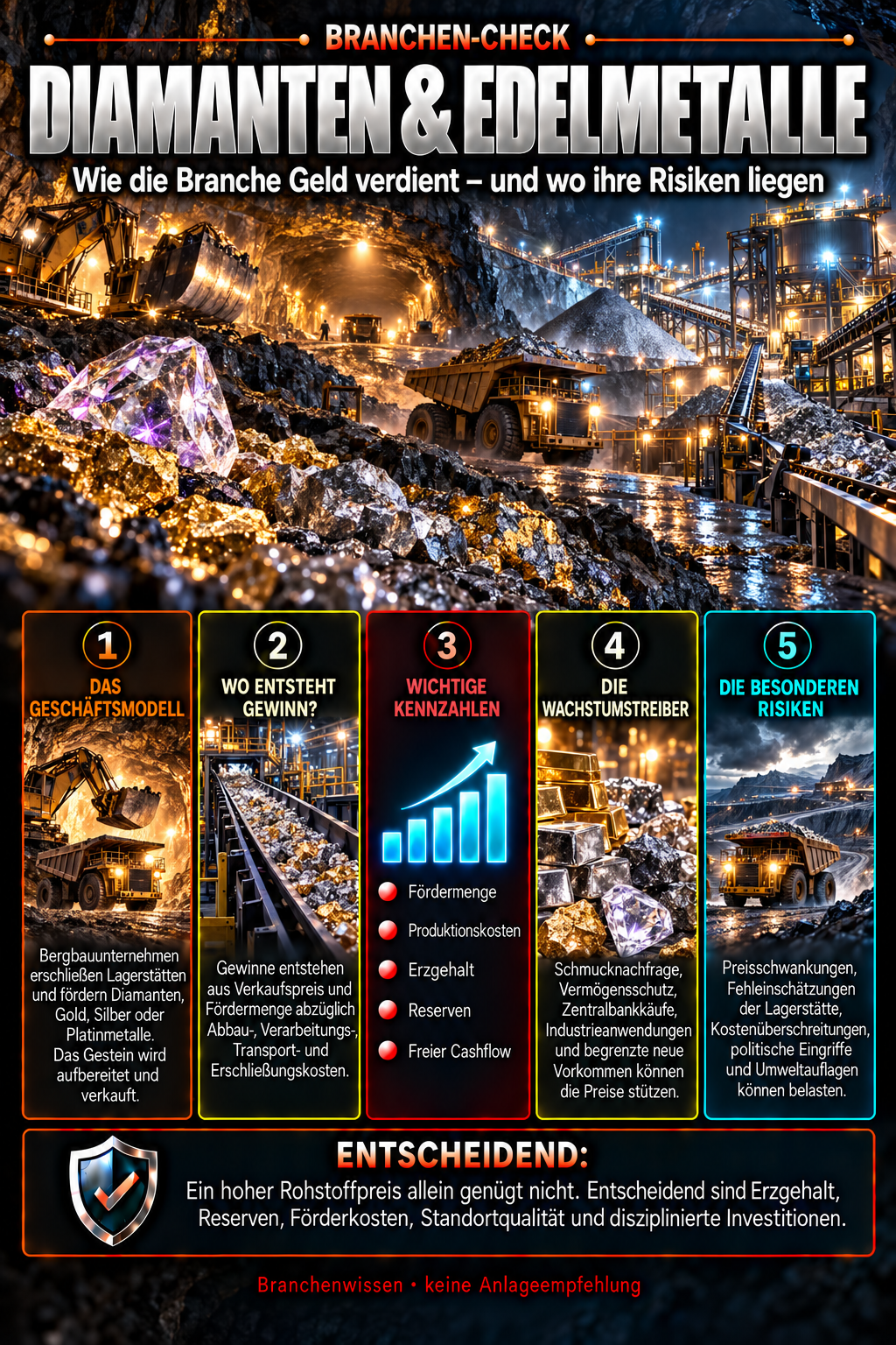 Branchenüberblick Rohstoffförderung – Diamanten und Edelmetalle