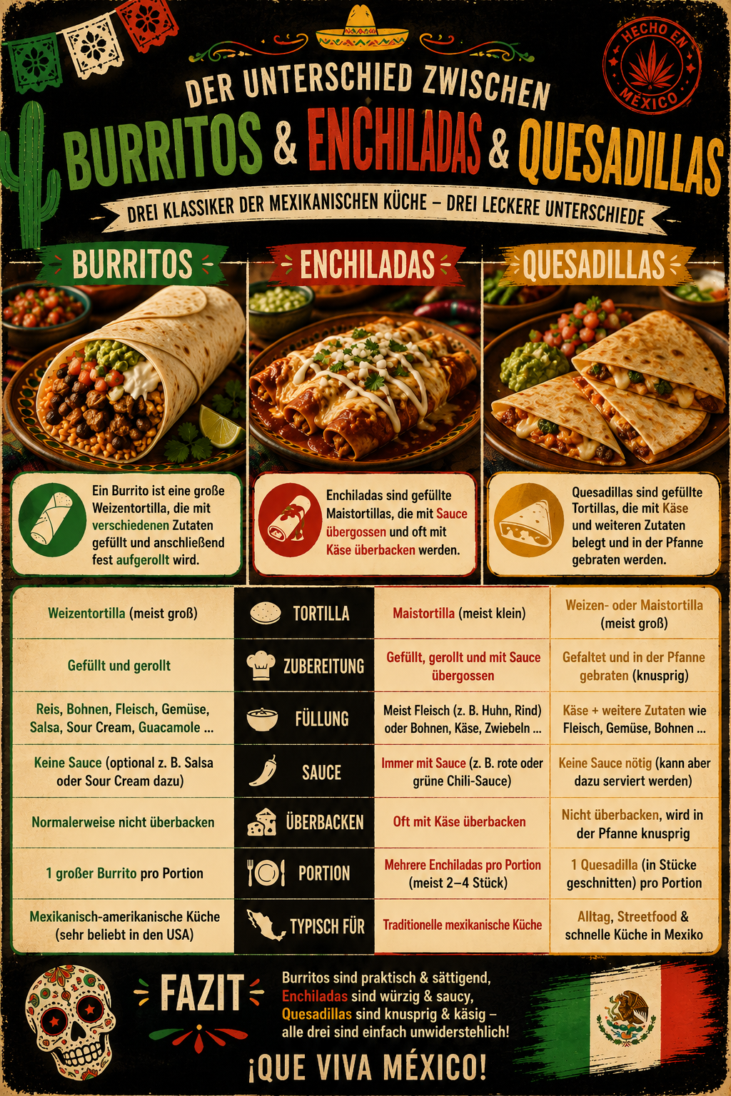 Burritos, Enchiladas und Quesadillas