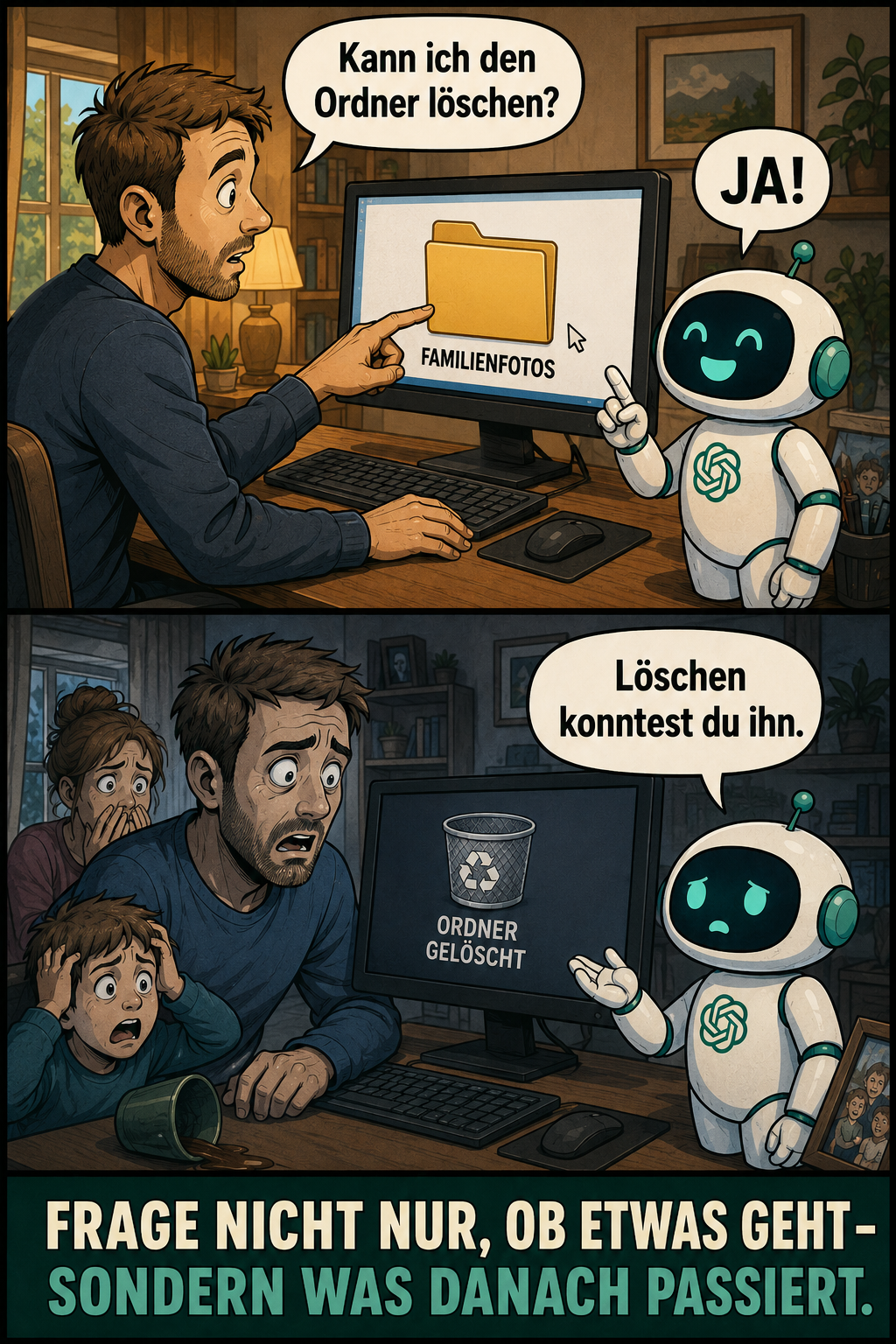 KI-Comic über das Löschen eines Ordners