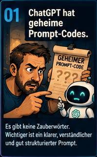 Kurzfassung Mythos 01: ChatGPT hat geheime Prompt-Codes